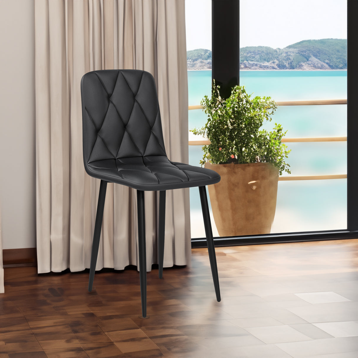 Dining Chairs Set of 4, Modern Kitchen Dining Room Chairs, PU Dining Chair Upholstered Cushion Seat and Sturdy Metal Legs - V.I.P Digital Presence