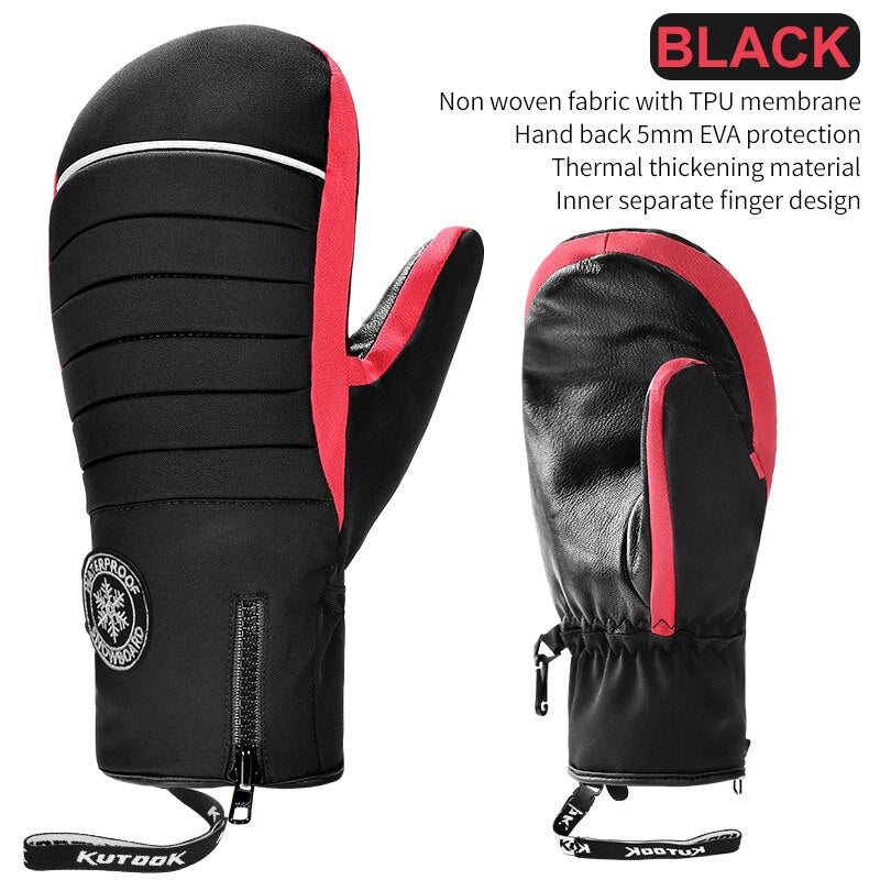 KUTOOK Winter Ski Mittens Windproof Snowboard Mittens Thermal Fleece Lining Skiing Gloves Waterproof Goatskin Palm Outdoor Sport - V.I.P Digital Presence