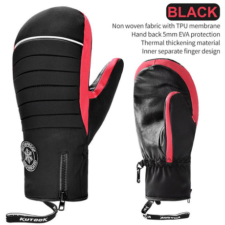KUTOOK Winter Ski Mittens Windproof Snowboard Mittens Thermal Fleece Lining Skiing Gloves Waterproof Goatskin Palm Outdoor Sport - V.I.P Digital Presence