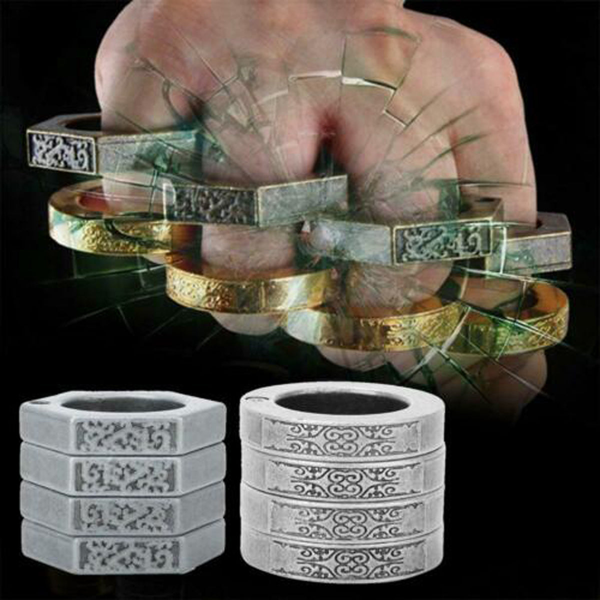 HARD SELF DEFENSE RING Men's Round Finger Hexagonal Ring Emergency Window Breaker Guard Ring - V.I.P Digital Presence