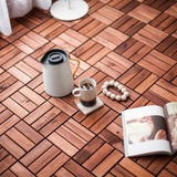 Acacia interlocking deck tile grid pattern, 10 pieces of 12 inch x 12 inch square brown Acacia hardwood outdoor flooring - V.I.P Digital Presence