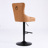 Vintage PU rotating bar stool, seat height adjustable from 25-33 inches, modern bar stool (orange, 2-piece set) - V.I.P Digital Presence