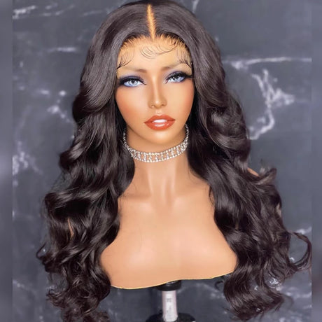 Ladies Wig Natural Buckle Wig Black Big Wave Chemical Fiber Front Lace Long Curly Hair High Temperature Silk Headgear - V.I.P Digital Presence