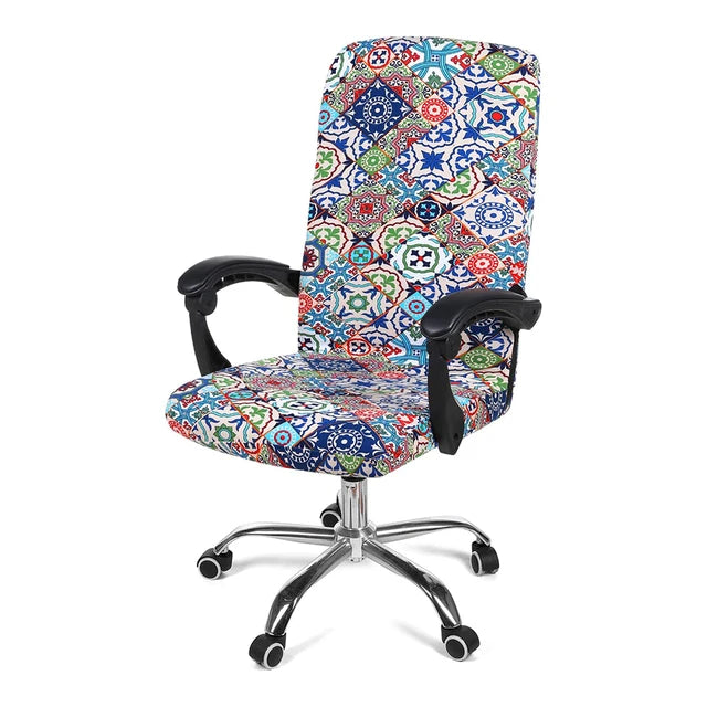 Stretch Printed Computer Office Chair Covers Soft Fit Universal Desk Rotating Slipcovers Removable Washable Anti-Dust Spandex - V.I.P Digital Presence