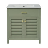 30-Inch Bathroom Vanity with Ceramic Sink Combination, Ample Storage - Features 1 Pullout and Multifunctional Shelf Dividers - V.I.P Digital Presence