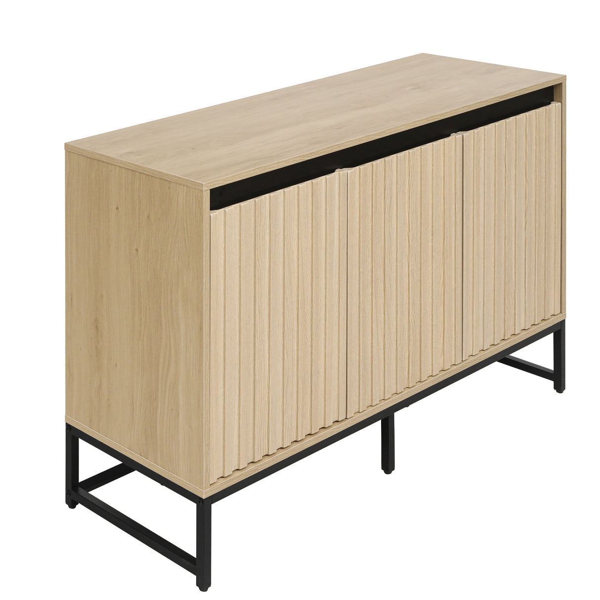 Engraved 3-door side panel with LED, self-service cabinet storage cabinet, modern coffee bar cabinet with adjustable shelf - V.I.P Digital Presence