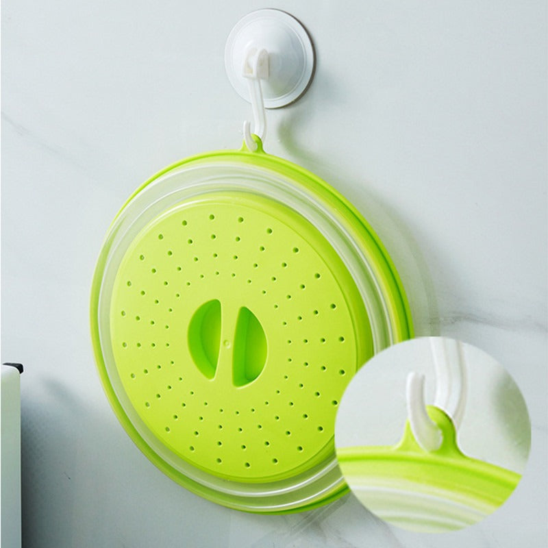 Folding cover with hooks, microwave heating cover, multifunctional silicone folding fresh-keeping cover, oil proof and splash pr - V.I.P Digital Presence