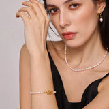 Pearl Necklace, Bracelet and Earrings 4-Piece Jewelry Set - V.I.P Digital Presence