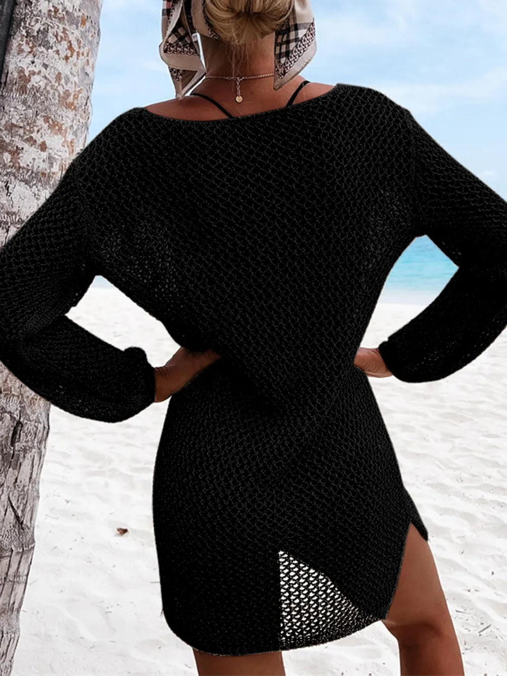 Openwork Tie Neck Cover-Up - V.I.P Digital Presence