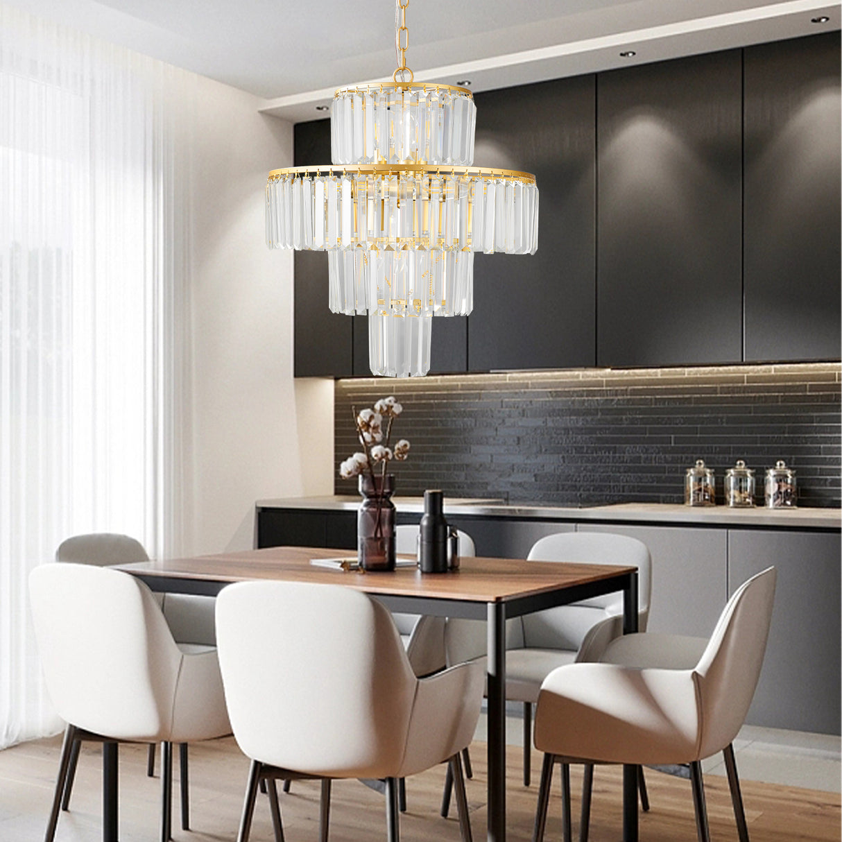 Luxury Crystal Chandelier Modern Chandeliers Lights Fixture Hanging Pendant Light Fixture Dia 19.7 Inch - V.I.P Digital Presence