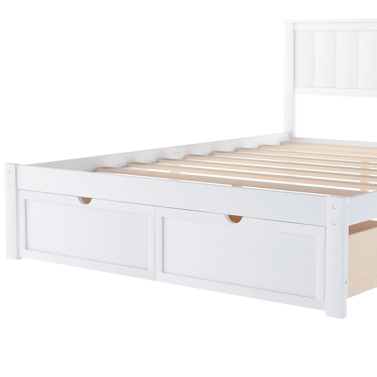 Full Size Platform Bed with Under-bed Drawers White - V.I.P Digital Presence