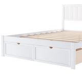 Full Size Platform Bed with Under-bed Drawers White - V.I.P Digital Presence