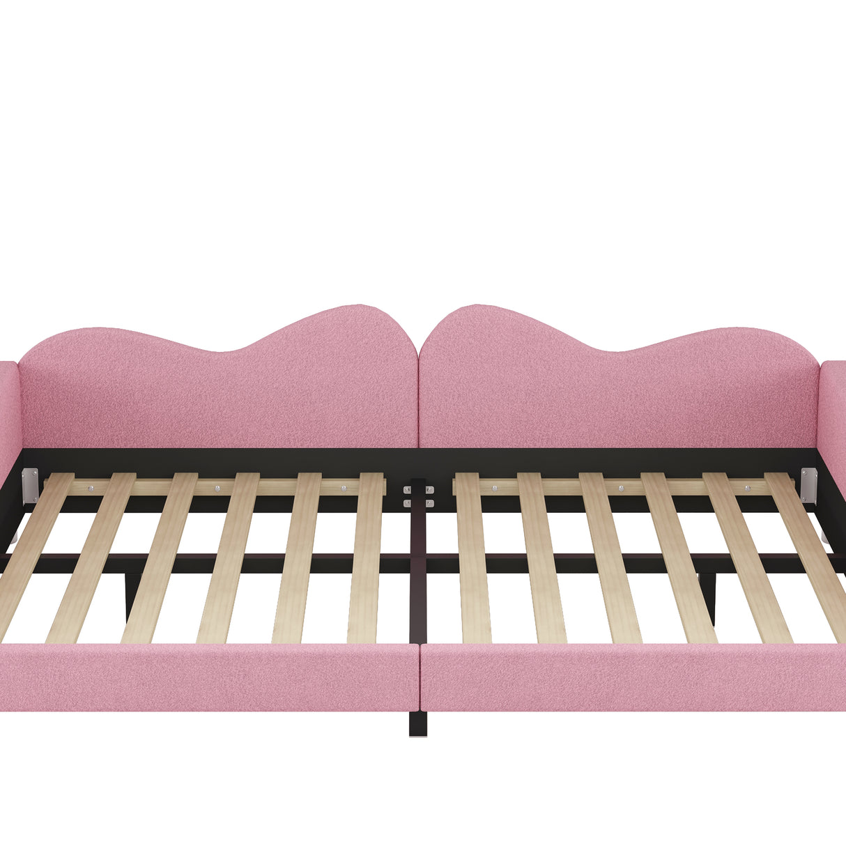Full size Upholstered Daybed, Sherpa Fabric Sofabed with Cloud-Shaped Backrest, No Box-spring Needed, Pink - V.I.P Digital Presence