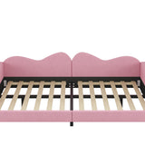 Full size Upholstered Daybed, Sherpa Fabric Sofabed with Cloud-Shaped Backrest, No Box-spring Needed, Pink - V.I.P Digital Presence