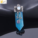 CSJA Vintage Large Natural Stone Sword-Shaped Pendant Jewelry Striped Crystal Agate Tiger Eye Jewelry Pendant Without Chain - V.I.P Digital Presence