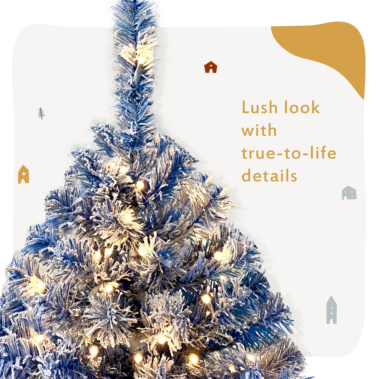 6FT pre ignited hinge chain artificial fir Christmas tree, Christmas tree snowflake flocking person with 750 Christmas branches - V.I.P Digital Presence