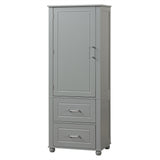 Tall Bathroom Storage Cabinet, Freestanding Storage Cabinet with Two Drawers and Adjustable Shelf, MDF Board , Grey - V.I.P Digital Presence