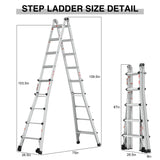 Aluminum Multi-Position Ladder with Wheels, 300 lbs Weight Rating, 22 FT - V.I.P Digital Presence