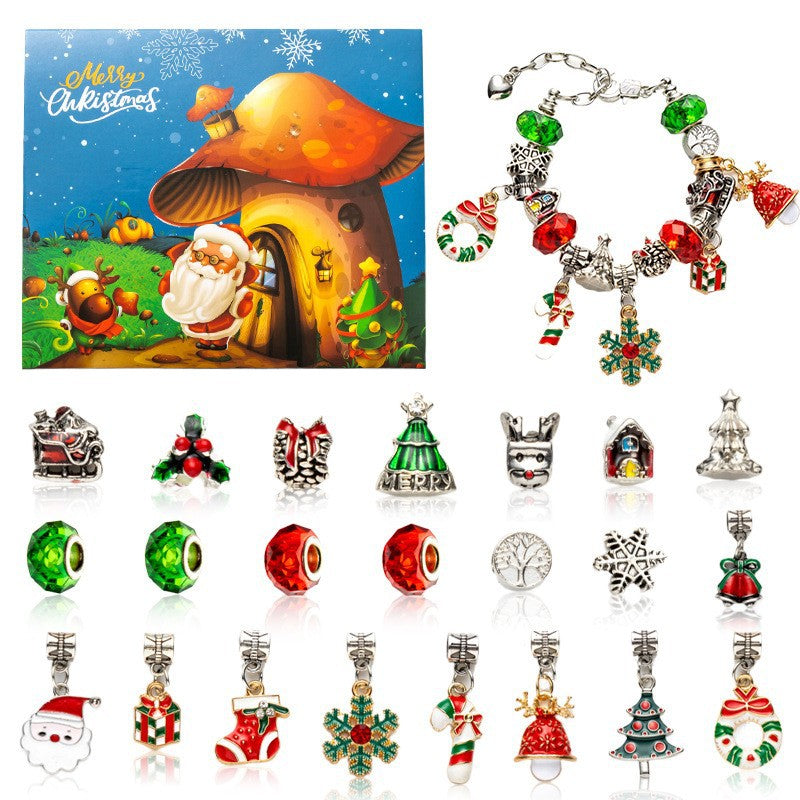 DIY creative children's bracelet jewelry 24-grid calendar Christmas holiday surprise blind box silver set - V.I.P Digital Presence