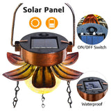 Solar Hanging Bird Bath for Outdoors 24 inch Glass Bird Feeder Sunflower Tray Crackle Ball Light Waterproof Yard Garden Decorati - V.I.P Digital Presence