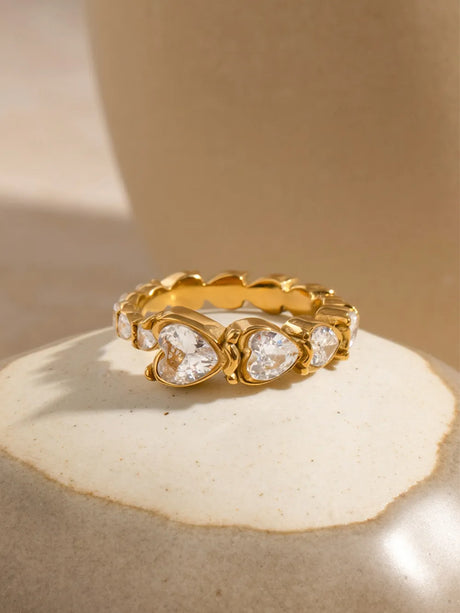 Stainless Steel Heart Rhinestone Ring - V.I.P Digital Presence
