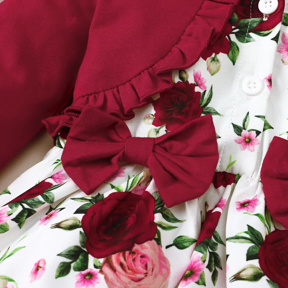 Frill Floral Round Neck Flounce Sleeve Dress - V.I.P Digital Presence