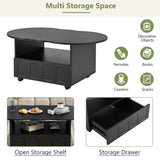 ON-TRANS flexible cream style coffee table with 2 brake wheels, drawers, large storage space,black, 39.37 '' x 23.6 '' - V.I.P Digital Presence