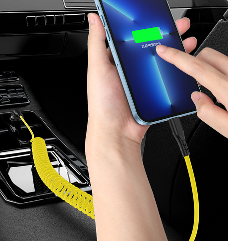 Spring car PD data cable 60w 2-in-1 elbow telescopic fast charging cable suitable for Ideal Wenjie Tesla - V.I.P Digital Presence