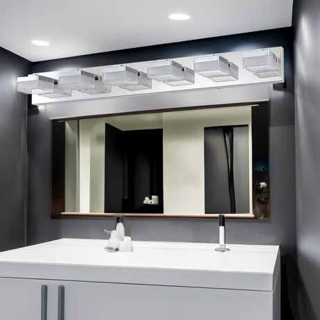 Modern 6-Light Chrome LED Vanity Mirror Light Fixture For Bathrooms And Makeup Tables - V.I.P Digital Presence