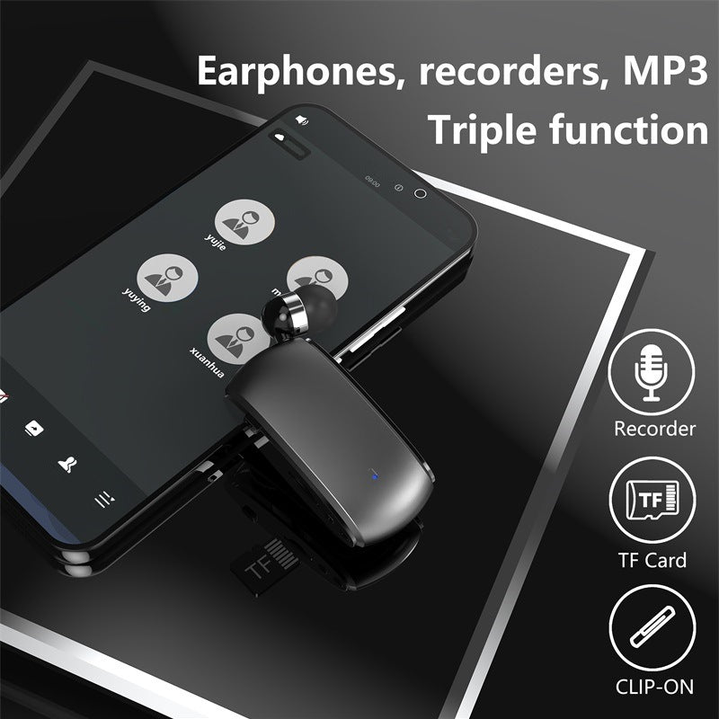 K68 New Collar style Bluetooth Earphones MP3 Earphones Wireless Telescopic Cable Single Ear Card Insertion Recording Earphones - V.I.P Digital Presence