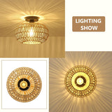 Rattan Light Fixtures Ceiling Mount,Boho Ceiling Light Fixture with Dimmable LED Bulb Mini Hand Woven Rattan - V.I.P Digital Presence