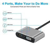 USB C Hub 4 in 1 Type C 3.0 Adapter to 4K HDMI VGA PD Fast Charge Splitter Docking Station Hub for Phone MacBook Laptop Computer - V.I.P Digital Presence