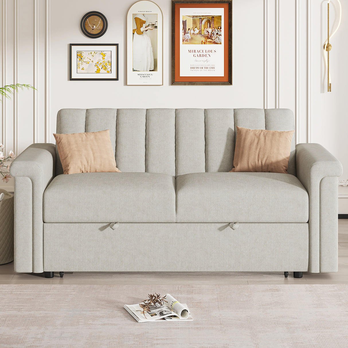 U_STYLE Convertible Soft Cushion Sofa Pull Bed ,for Two People to Sit On - V.I.P Digital Presence