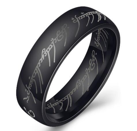European and American movie peripheral laser Arabic font ring The Lord of the Rings stainless steel 6MM ring personality - V.I.P Digital Presence