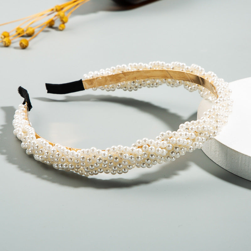 Korean Style Fashion Beautiful Wind Full Of Pearl Hair Hoop Girl Super Fairy Headband Temperament Wild Simple Head Buckle - V.I.P Digital Presence