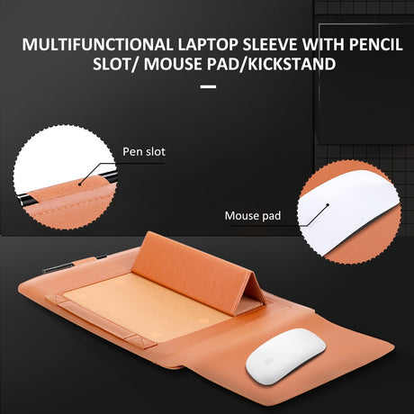 Laptop Bag PU Leather Sleeve Bag Waterproof Case For Macbook Air Pro 13 15 Portable Laptop Notebook Bag With Support Frame - V.I.P Digital Presence