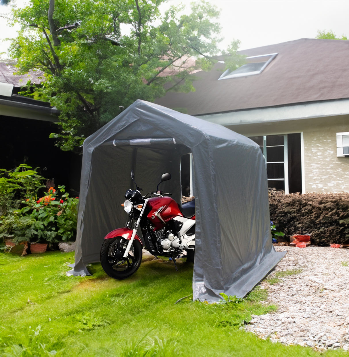 7x8 ft Outdoor Portable Gazebo Storage Shelter Shed with 2 Roll up Zipper Doors & Vents Carport - V.I.P Digital Presence