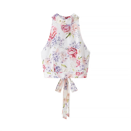 Fashionable and Sexy Halter Sleeveless Top with Floral Print Skirt - V.I.P Digital Presence