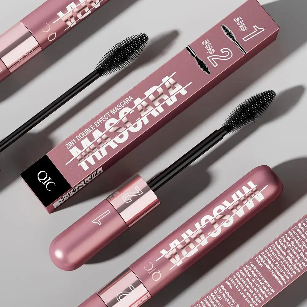 Double Head Black Mascara Waterproof Lengthens Extension Eyelashes Non-smudge Lengthening Volume 5D Silk Fiber Mascara Cosmetics - V.I.P Digital Presence