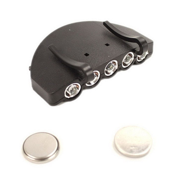 Linterna frontal ultrabrillante de 5 LED para camping, pesca, gorra, con clip de dureza, 100 % nueva.