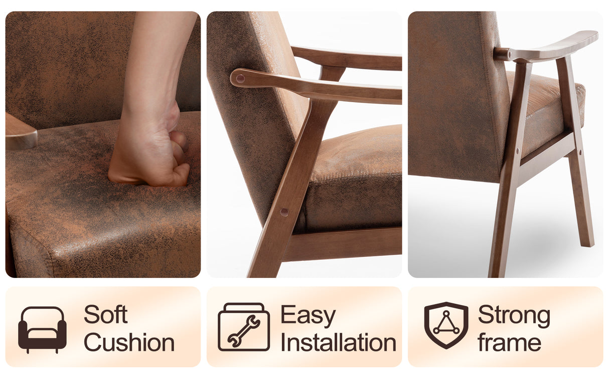Medieval modern chair, solid wood frame living room chair, accent chair with ultra thick backrest - V.I.P Digital Presence