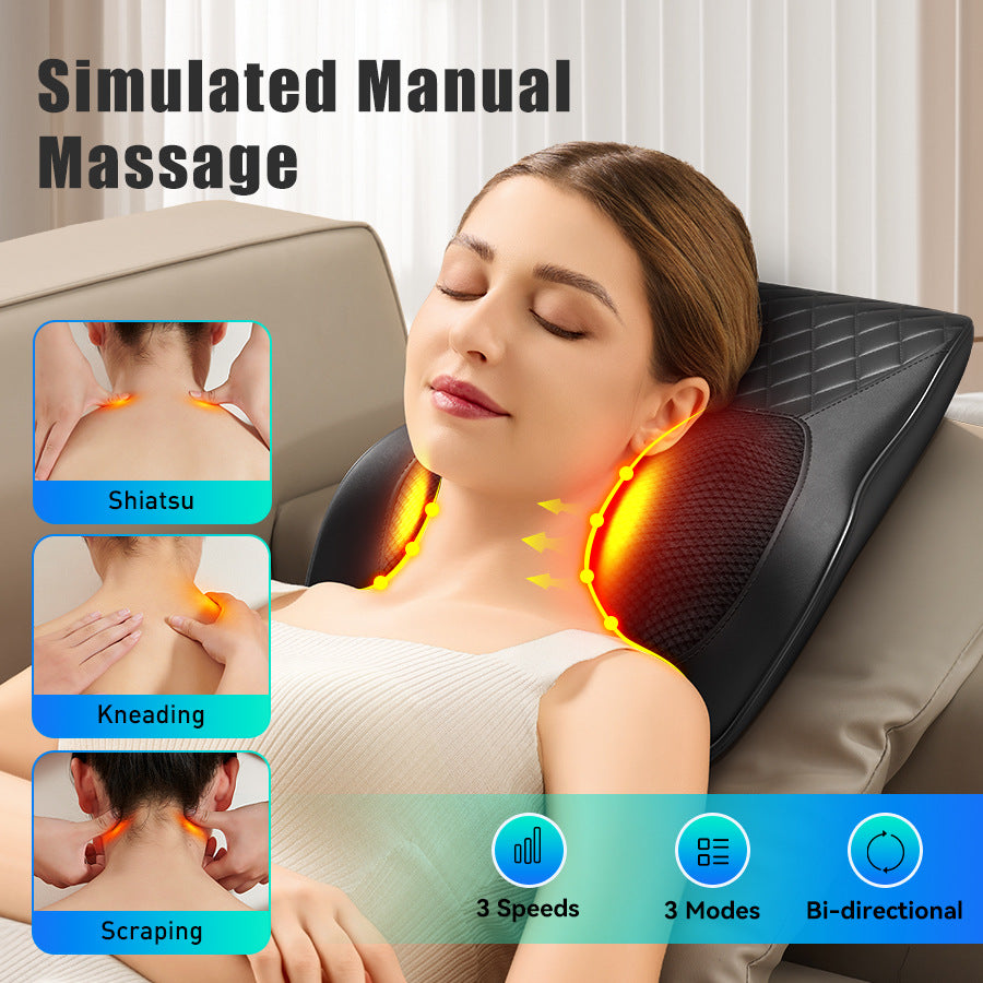 Deep Kneading Neck Shoulder Heat Relax Massage Pillow - V.I.P Digital Presence