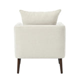 Bucket chair, Schneier accent chair, fabric armchair club chair, solid wood leg cushion armchair, lumbar pillow, beige - V.I.P Digital Presence