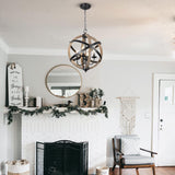 Farmhouse Chandelier Light Fixtures 4-Light Dining Room Light Fixtures Height Adjustable Rustic Wood Light - V.I.P Digital Presence