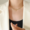 Brass Inlaid Zircon Letter Pendant Necklace - V.I.P Digital Presence