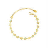 Golden Flower Blue Drip Oil Bracelet - V.I.P Digital Presence