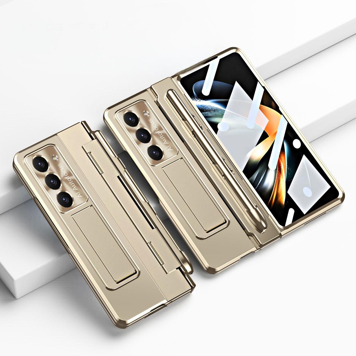 Samsung zfold 5 phone case FOLD4 flat hinge folding protective cover FOLD3 solid color bracket anti drop suitable - V.I.P Digital Presence