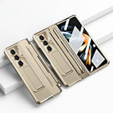 Samsung zfold 5 phone case FOLD4 flat hinge folding protective cover FOLD3 solid color bracket anti drop suitable - V.I.P Digital Presence