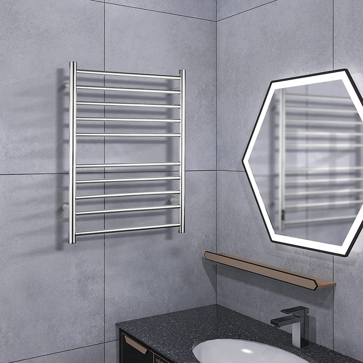 Electric Heated Towel Rack for Bathroom Wall Mounted Towel Warmer 10 Stainless Steel Bars Drying Rack - V.I.P Digital Presence