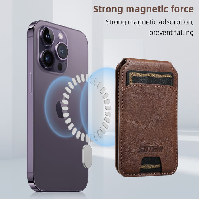 Suitable for Apple 15ProMax Android universal mobile phone magnetic card holder MagSafe magnetic ring PU leather - V.I.P Digital Presence